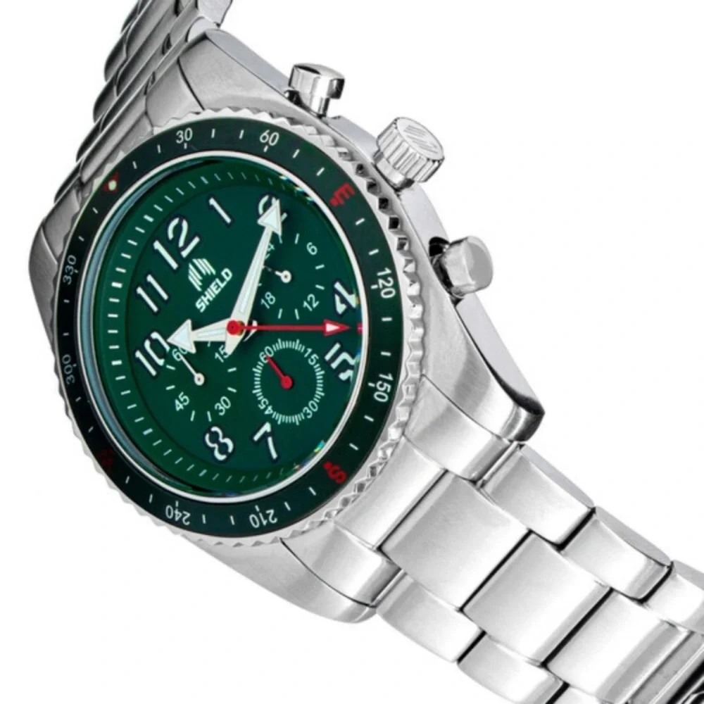 Brand New - Shield  Exley Quartz Green Dial Stainless Steel Men's Watch.